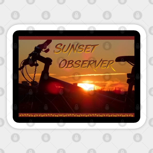 Bicycle Sunset Observer for bicycle lover Sticker by ShrimpArt